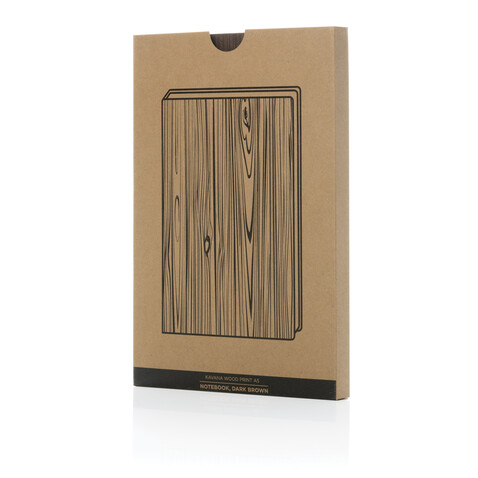 Kavana A5 Notizbuch mit Holz-Print dunkelbraun bedrucken, Art.-Nr. P774.369