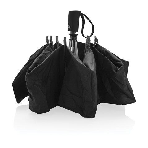 Swiss Peak AWARE™ 23" faltbarer umgekehrter Regenschirm schwarz bedrucken, Art.-Nr. P850.461 Swiss Peak AWARE™ 23" faltbarer umgekehrter Regenschirm schwarz bedrucken, Art.-Nr. P850.461