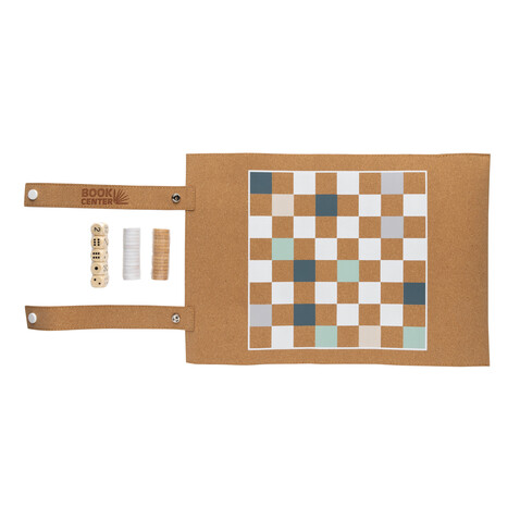 Britton faltbares Backgammon und Damespiel Set aus Kork braun bedrucken, Art.-Nr. P940.219 Britton faltbares Backgammon und Damespiel Set aus Kork braun bedrucken, Art.-Nr. P940.219