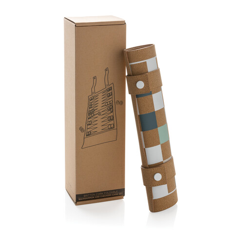 Britton faltbares Backgammon und Damespiel Set aus Kork braun bedrucken, Art.-Nr. P940.219 Britton faltbares Backgammon und Damespiel Set aus Kork braun bedrucken, Art.-Nr. P940.219