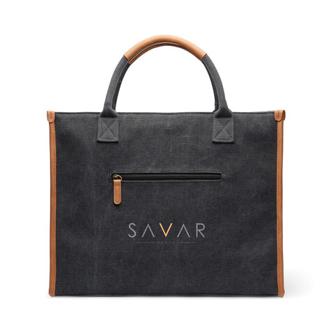 VINGA Bosler Büro-Tasche aus RCS recyceltem Canvas schwarz bedrucken, Art.-Nr. V762001