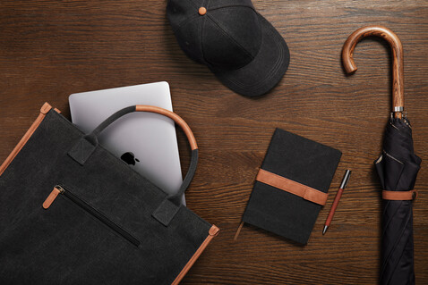 VINGA Bosler Büro-Tasche aus RCS recyceltem Canvas schwarz bedrucken, Art.-Nr. V762001