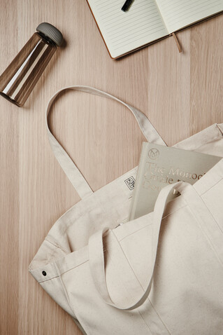VINGA Hilo AWARE™ Maxi-Tasche aus recyceltem Canvas off white bedrucken, Art.-Nr. V762013
