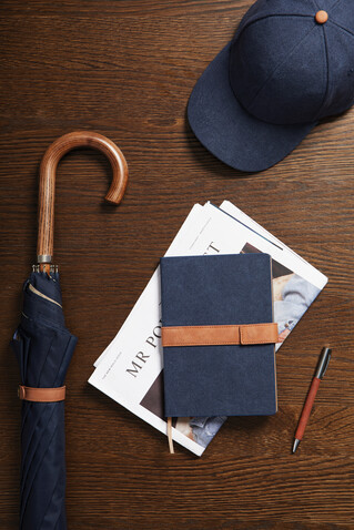 VINGA Bosler Notizbuch aus RCS recyceltem Papier navy blau bedrucken, Art.-Nr. V773305 VINGA Bosler Notizbuch aus RCS recyceltem Papier navy blau bedrucken, Art.-Nr. V773305