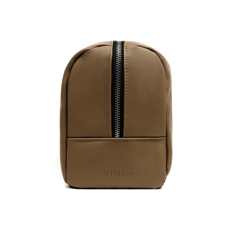 VINGA Bermond Kulturtasche aus RCS recyceltem PU braun bedrucken, Art.-Nr. V820009 VINGA Bermond Kulturtasche aus RCS recyceltem PU braun bedrucken, Art.-Nr. V820009
