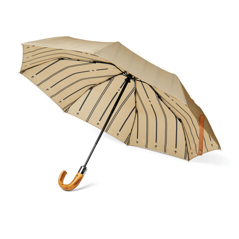 VINGA Bosler AWARE™ 21" faltbarer Schirm aus recyceltem PET beige bedrucken, Art.-Nr. V850019 VINGA Bosler AWARE™ 21" faltbarer Schirm aus recyceltem PET beige bedrucken, Art.-Nr. V850019