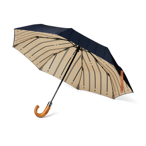 VINGA Bosler AWARE™ 21" faltbarer Schirm aus recyceltem PET navy blau bedrucken, Art.-Nr. V850015 VINGA Bosler AWARE™ 21" faltbarer Schirm aus recyceltem PET navy blau bedrucken, Art.-Nr. V850015