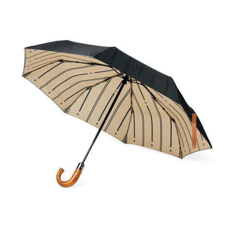 VINGA Bosler AWARE™ 21" faltbarer Schirm aus recyceltem PET schwarz bedrucken, Art.-Nr. V850011