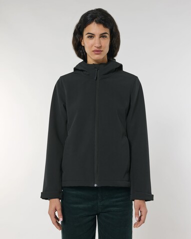 Stella Discoverer - Die Damen-Softshelljacke mit Kapuze - Black - M bedrucken, Art.-Nr. STJW159C0021M