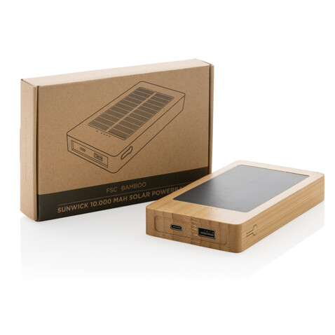 Sunwick 10.000mah Bambus Solar Powerbank braun bedrucken, Art.-Nr. P322.399 Sunwick 10.000mah Bambus Solar Powerbank braun bedrucken, Art.-Nr. P322.399