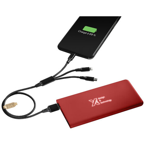 SCX.design P15 5000 mAh Powerbank mit Leuchtlogo, Mid red bedrucken, Art.-Nr. 2PX01621